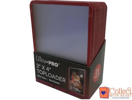 Toploader 25x Ultra Clear Red Border Pokémon YuGiOh! Fußball Sammeln Ultra Pro